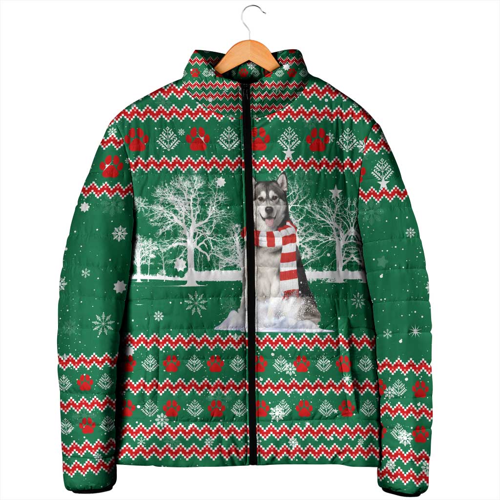 Alaskan Malamute Winter Tree Christmas Padded Jacket Xmas Holiday Patterns - Wonder Print Shop