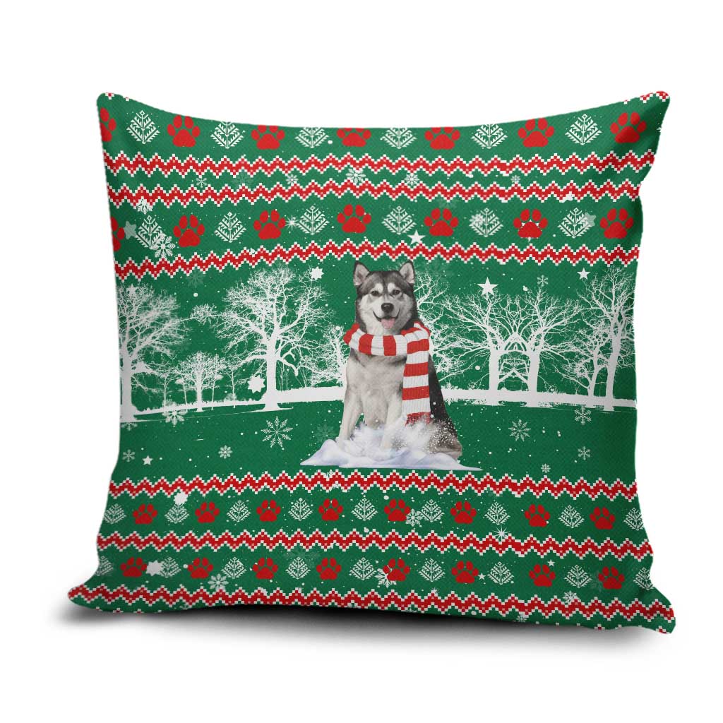 Alaskan Malamute Winter Tree Christmas Pillow Cover Xmas Holiday Patterns - Wonder Print Shop