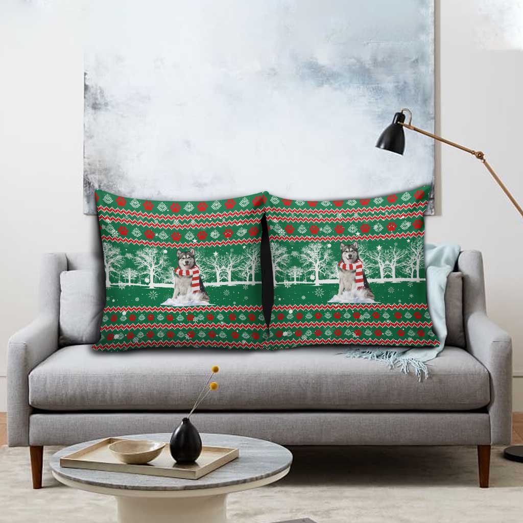 Alaskan Malamute Winter Tree Christmas Pillow Cover Xmas Holiday Patterns - Wonder Print Shop