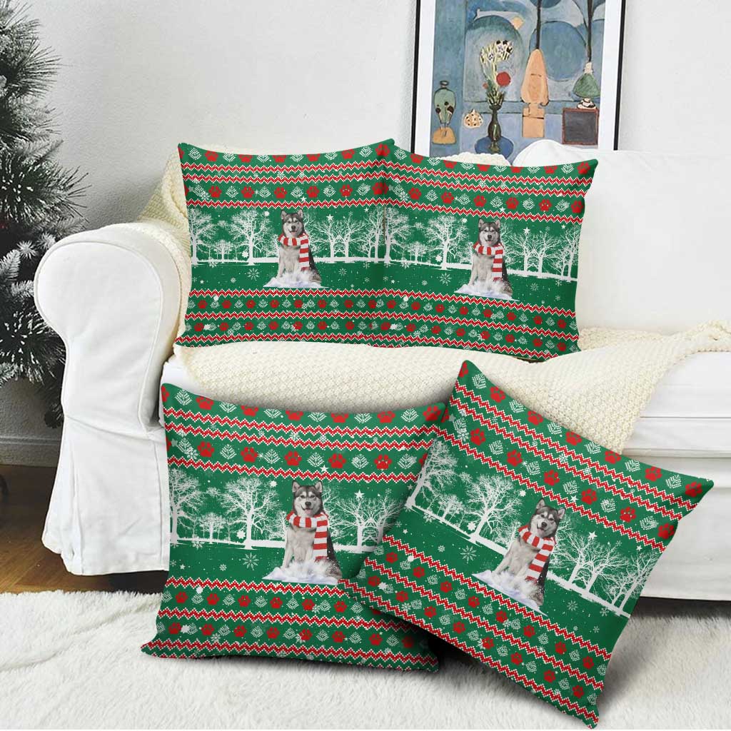 Alaskan Malamute Winter Tree Christmas Pillow Cover Xmas Holiday Patterns - Wonder Print Shop