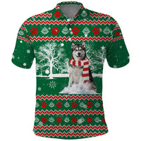 Alaskan Malamute Winter Tree Christmas Polo Shirt Xmas Holiday Patterns - Wonder Print Shop