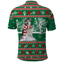 Alaskan Malamute Winter Tree Christmas Polo Shirt Xmas Holiday Patterns - Wonder Print Shop