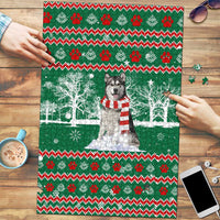 Alaskan Malamute Winter Tree Christmas Puzzle Xmas Holiday Patterns - Wonder Print Shop