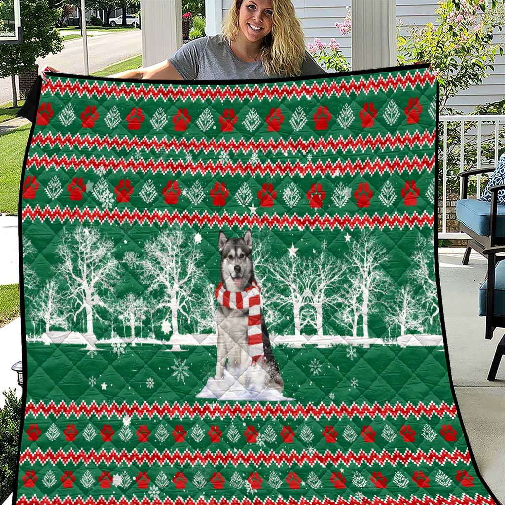 Alaskan Malamute Winter Tree Christmas Quilt Xmas Holiday Patterns - Wonder Print Shop
