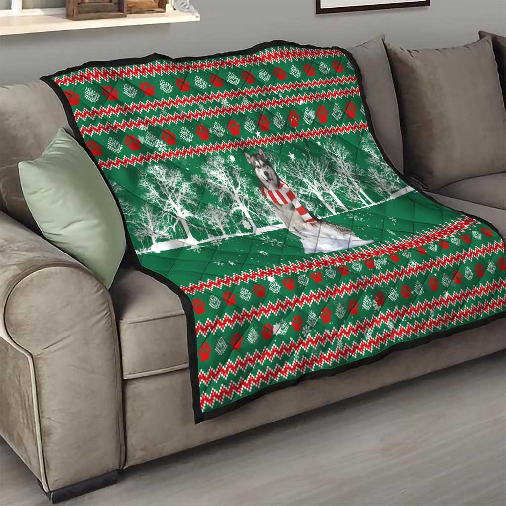 Alaskan Malamute Winter Tree Christmas Quilt Xmas Holiday Patterns - Wonder Print Shop