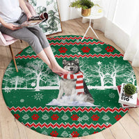 Alaskan Malamute Winter Tree Christmas Round Carpet Xmas Holiday Patterns - Wonder Print Shop