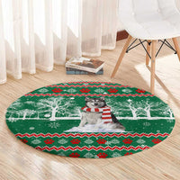 Alaskan Malamute Winter Tree Christmas Round Carpet Xmas Holiday Patterns - Wonder Print Shop