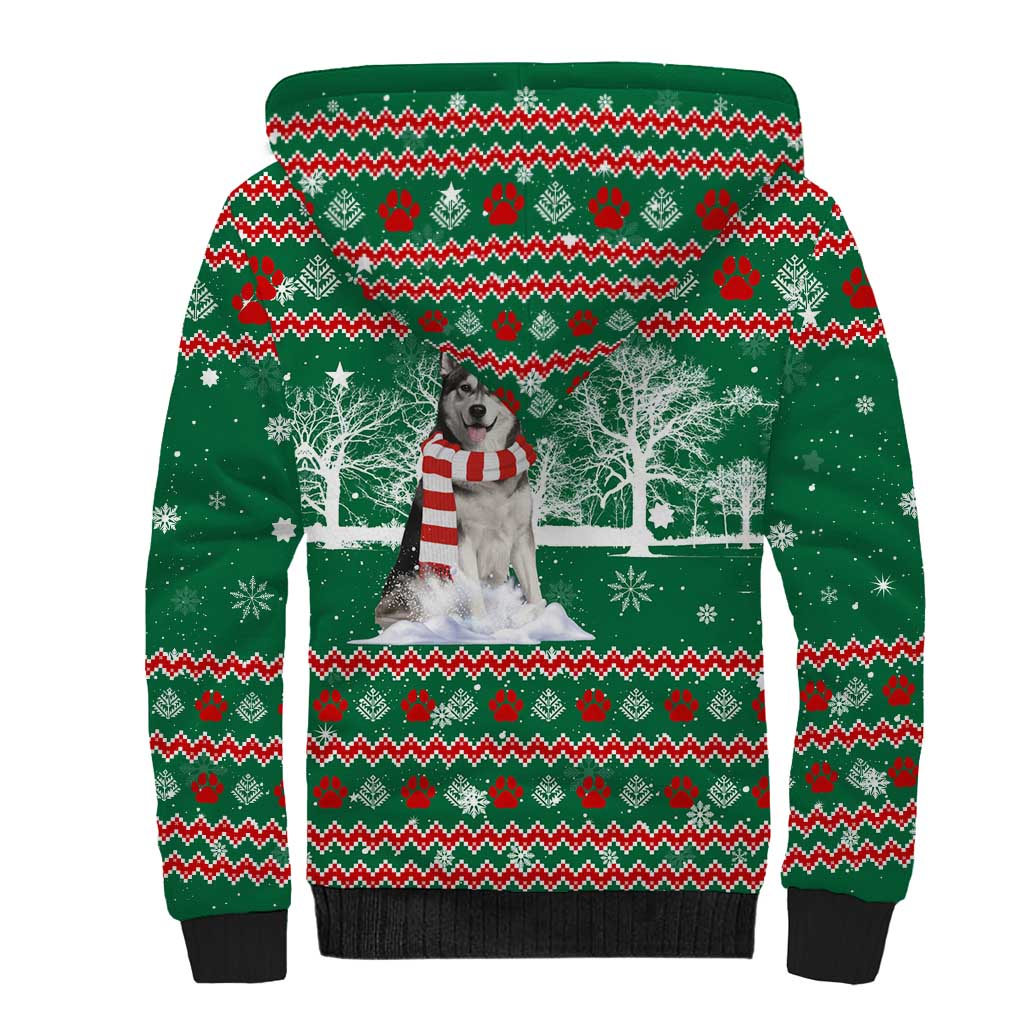 Alaskan Malamute Winter Tree Christmas Sherpa Hoodie Xmas Holiday Patterns - Wonder Print Shop