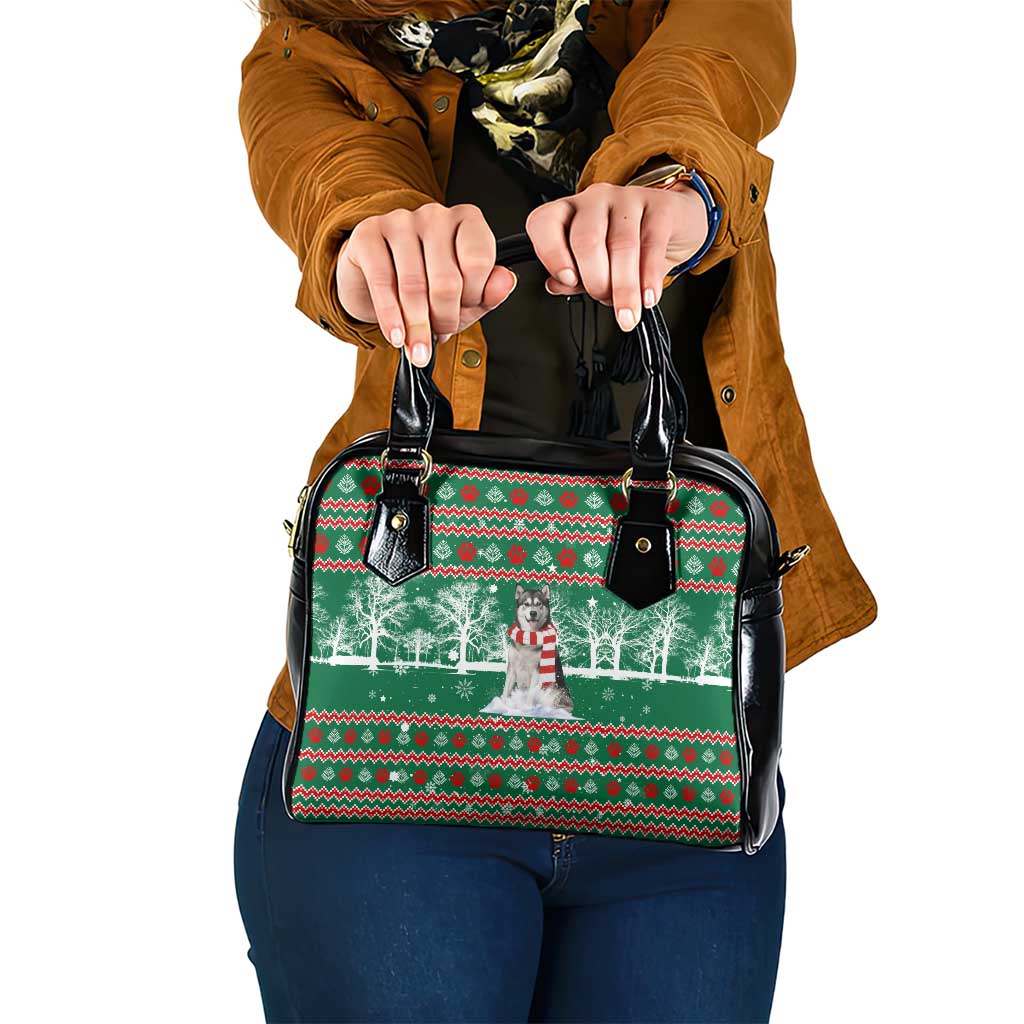 Alaskan Malamute Winter Tree Christmas Shoulder Handbag Xmas Holiday Patterns - Wonder Print Shop