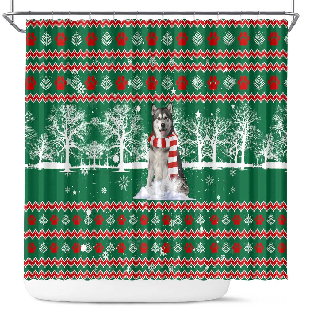Alaskan Malamute Winter Tree Christmas Shower Curtain Xmas Holiday Patterns - Wonder Print Shop