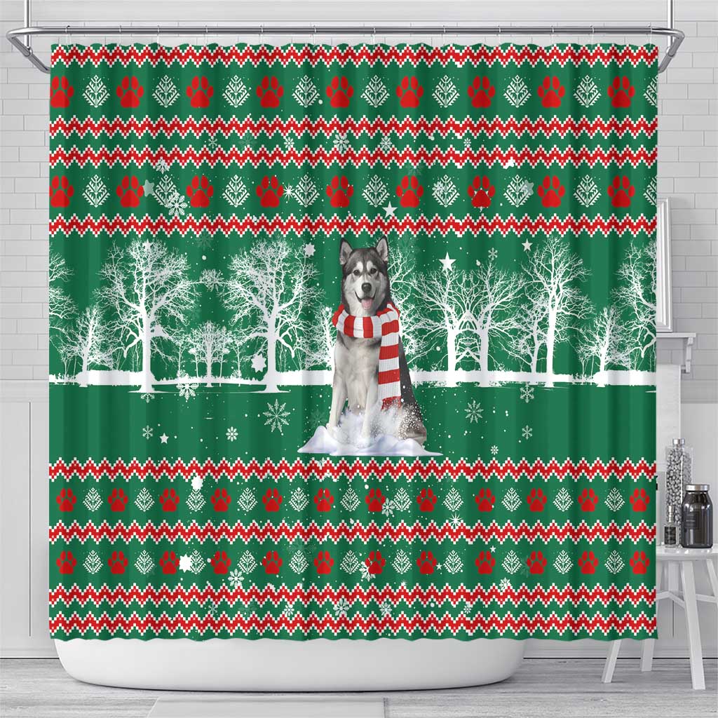 Alaskan Malamute Winter Tree Christmas Shower Curtain Xmas Holiday Patterns - Wonder Print Shop