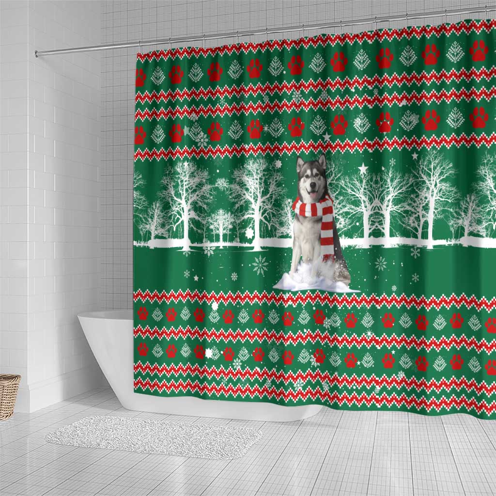 Alaskan Malamute Winter Tree Christmas Shower Curtain Xmas Holiday Patterns - Wonder Print Shop