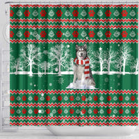 Alaskan Malamute Winter Tree Christmas Shower Curtain Xmas Holiday Patterns - Wonder Print Shop