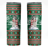 Alaskan Malamute Winter Tree Christmas Skinny Tumbler Xmas Holiday Patterns - Wonder Print Shop