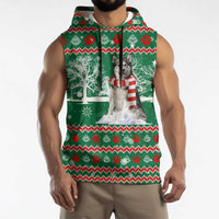 Alaskan Malamute Winter Tree Christmas Sleeveless Hoodie Xmas Holiday Patterns - Wonder Print Shop