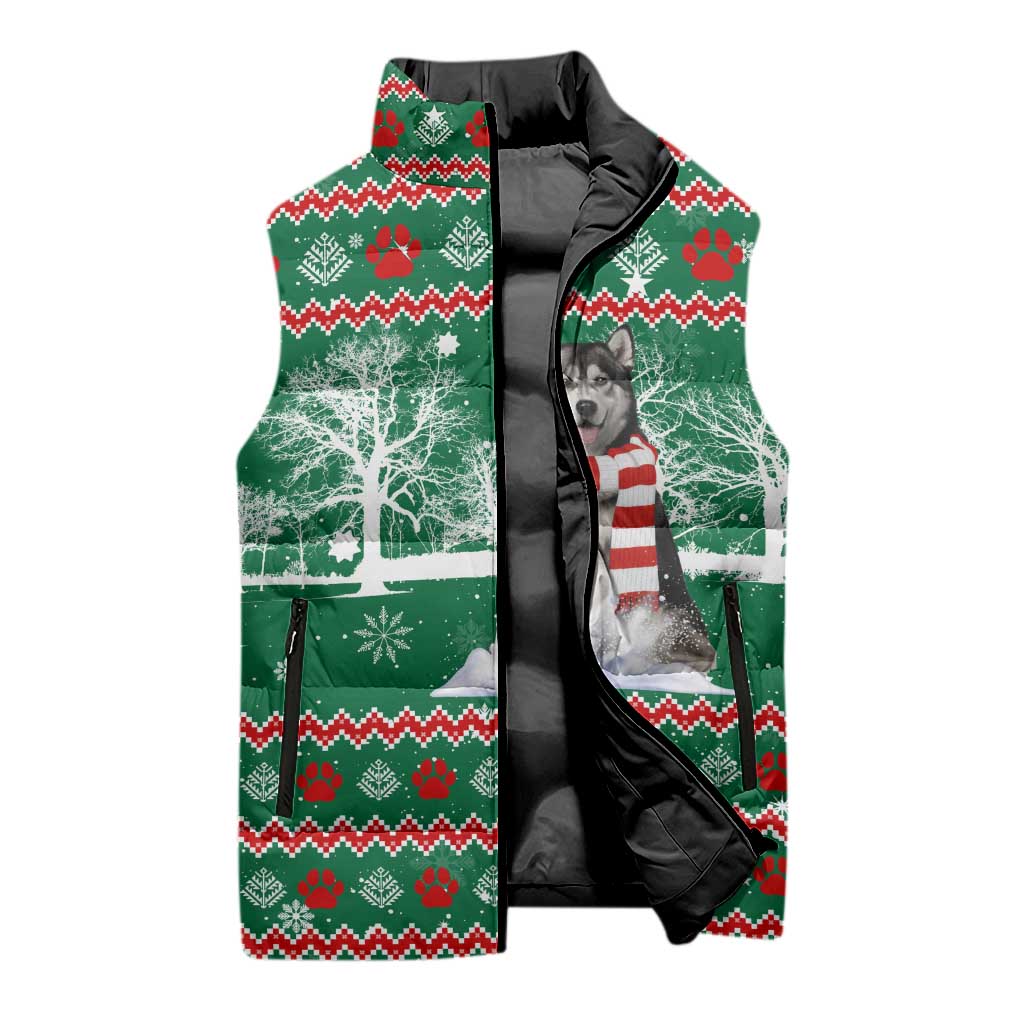 Alaskan Malamute Winter Tree Christmas Sleeveless Puffer Jacket Xmas Holiday Patterns - Wonder Print Shop