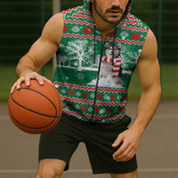 Alaskan Malamute Winter Tree Christmas Sleeveless Zip Hoodie Xmas Holiday Patterns - Wonder Print Shop
