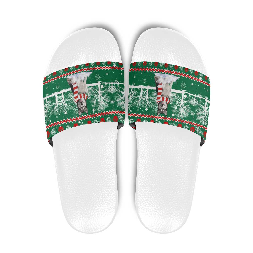 Alaskan Malamute Winter Tree Christmas Slide Sandals Xmas Holiday Patterns - Wonder Print Shop