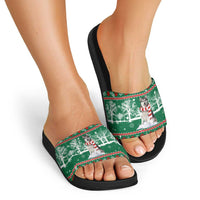 Alaskan Malamute Winter Tree Christmas Slide Sandals Xmas Holiday Patterns - Wonder Print Shop