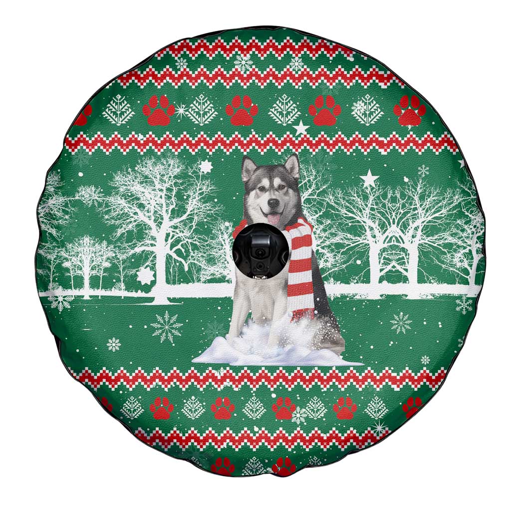 Alaskan Malamute Winter Tree Christmas Spare Tire Cover Xmas Holiday Patterns - Wonder Print Shop