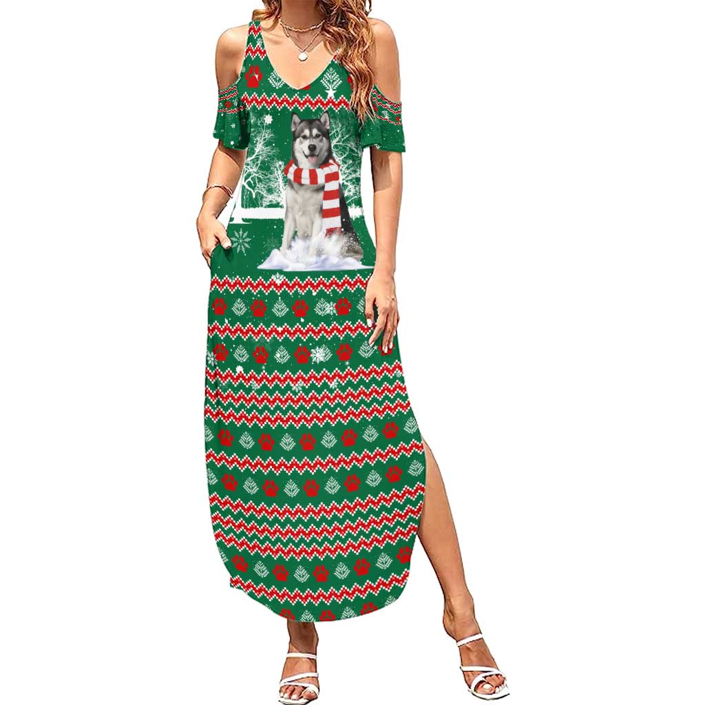 Alaskan Malamute Winter Tree Christmas Summer Maxi Dress Xmas Holiday Patterns - Wonder Print Shop