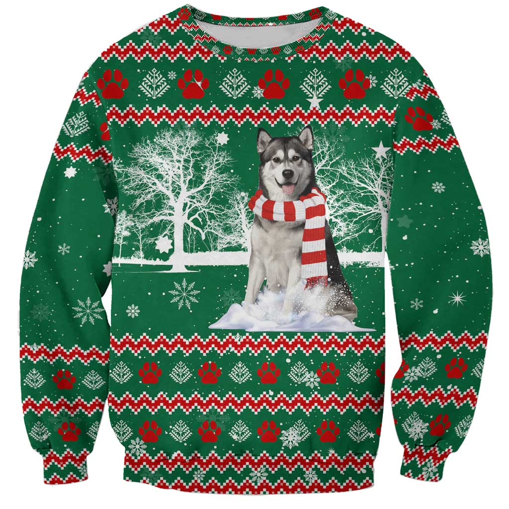 Alaskan Malamute Winter Tree Christmas Sweatshirt Xmas Holiday Patterns - Wonder Print Shop
