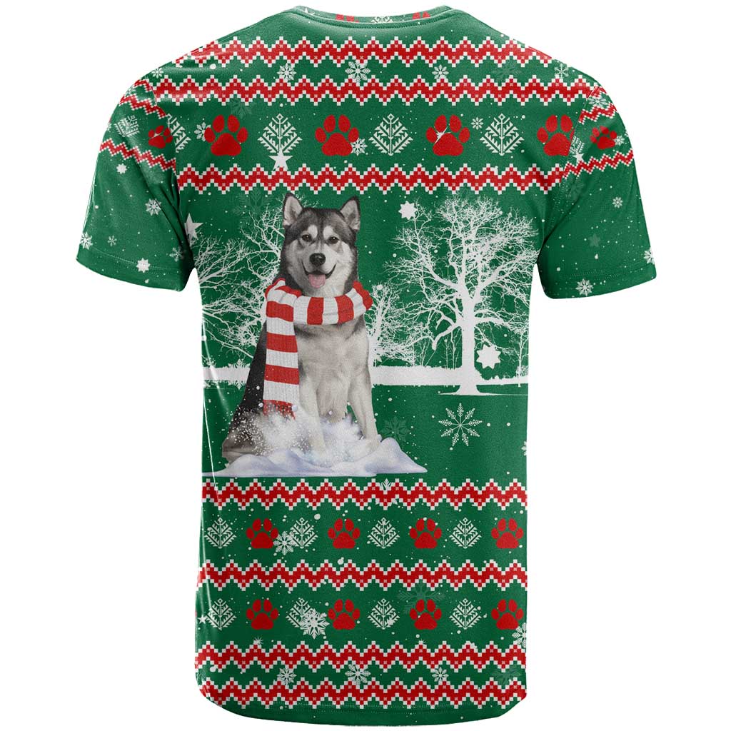 Alaskan Malamute Winter Tree Christmas T Shirt Xmas Holiday Patterns - Wonder Print Shop