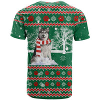 Alaskan Malamute Winter Tree Christmas T Shirt Xmas Holiday Patterns - Wonder Print Shop