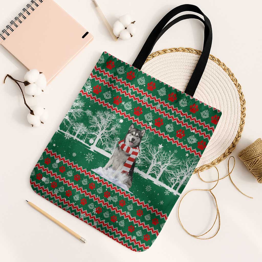 Alaskan Malamute Winter Tree Christmas Tote Bag Xmas Holiday Patterns - Wonder Print Shop