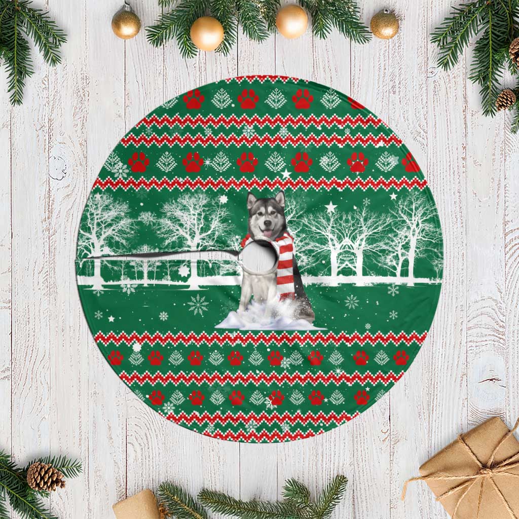 Alaskan Malamute Winter Tree Christmas Tree Skirt Xmas Holiday Patterns - Wonder Print Shop