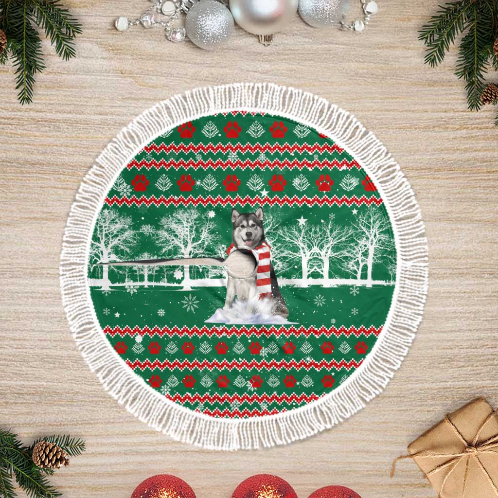 Alaskan Malamute Winter Tree Christmas Tree Skirt Xmas Holiday Patterns - Wonder Print Shop