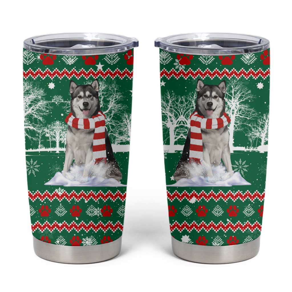 Alaskan Malamute Winter Tree Christmas Tumbler Cup Xmas Holiday Patterns - Wonder Print Shop