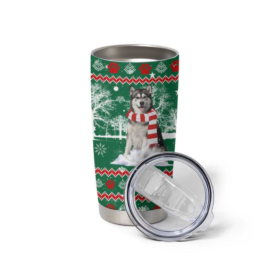 Alaskan Malamute Winter Tree Christmas Tumbler Cup Xmas Holiday Patterns - Wonder Print Shop