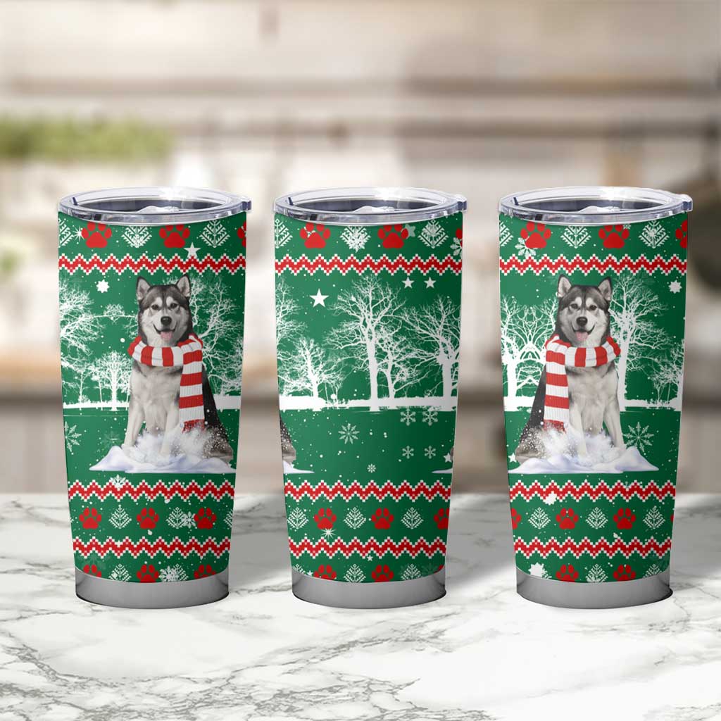 Alaskan Malamute Winter Tree Christmas Tumbler Cup Xmas Holiday Patterns - Wonder Print Shop