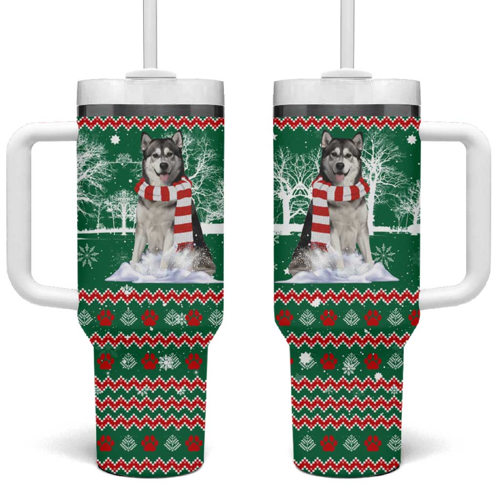 Alaskan Malamute Winter Tree Christmas Tumbler With Handle Xmas Holiday Patterns - Wonder Print Shop