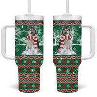 Alaskan Malamute Winter Tree Christmas Tumbler With Handle Xmas Holiday Patterns - Wonder Print Shop