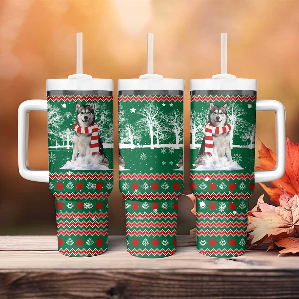 Alaskan Malamute Winter Tree Christmas Tumbler With Handle Xmas Holiday Patterns - Wonder Print Shop