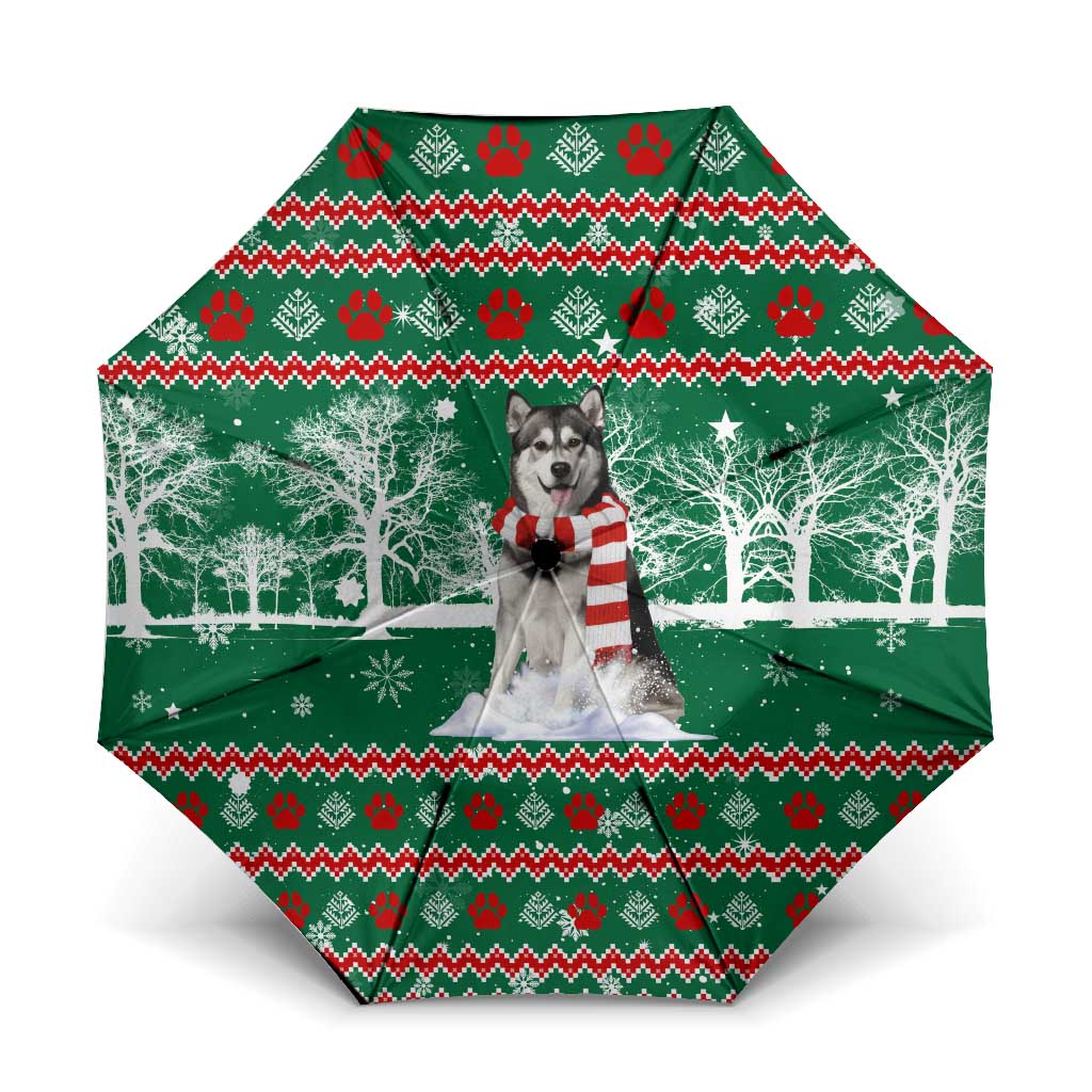 Alaskan Malamute Winter Tree Christmas Umbrella Xmas Holiday Patterns - Wonder Print Shop