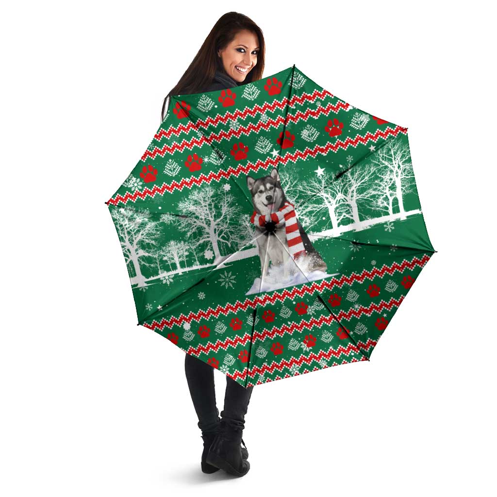 Alaskan Malamute Winter Tree Christmas Umbrella Xmas Holiday Patterns - Wonder Print Shop