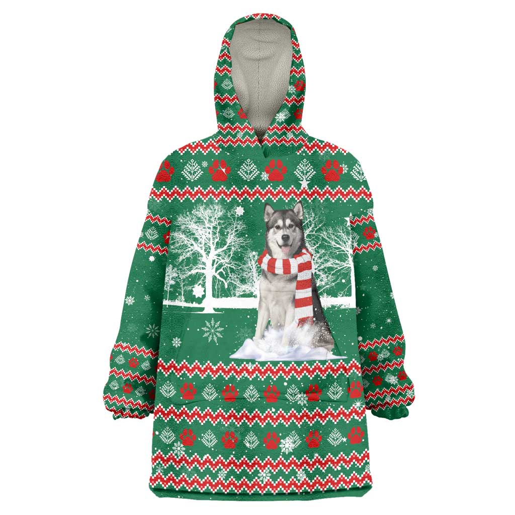 Alaskan Malamute Winter Tree Christmas Wearable Blanket Hoodie Xmas Holiday Patterns - Wonder Print Shop
