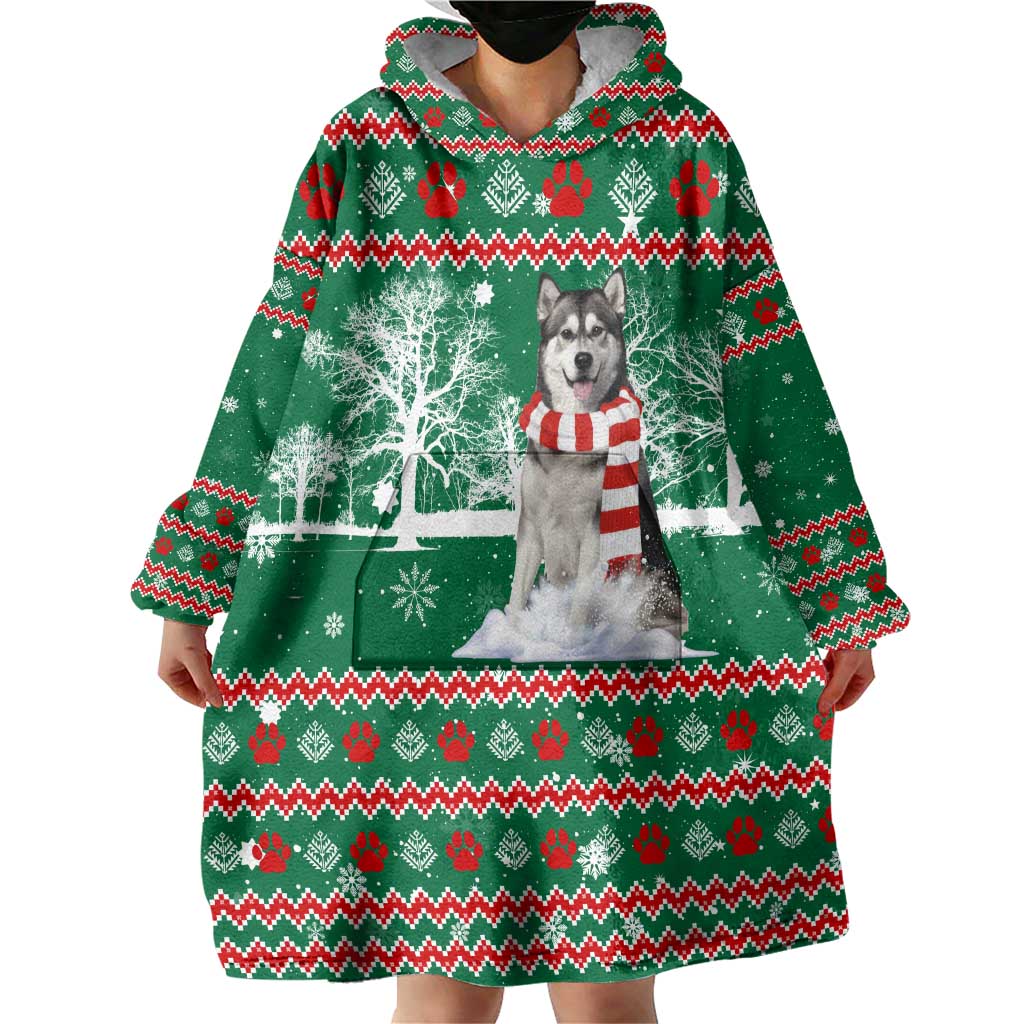 Alaskan Malamute Winter Tree Christmas Wearable Blanket Hoodie Xmas Holiday Patterns - Wonder Print Shop