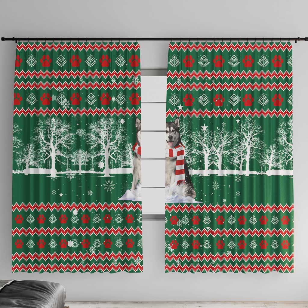 Alaskan Malamute Winter Tree Christmas Window Curtain Xmas Holiday Patterns - Wonder Print Shop
