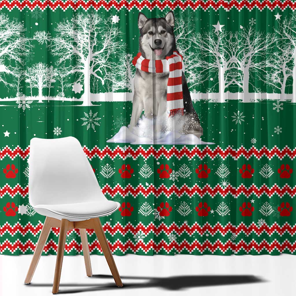 Alaskan Malamute Winter Tree Christmas Window Curtain Xmas Holiday Patterns - Wonder Print Shop