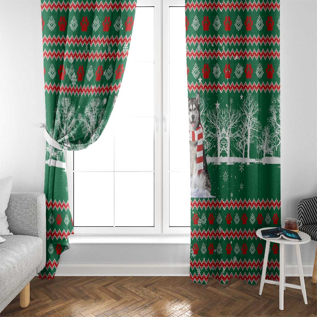 Alaskan Malamute Winter Tree Christmas Window Curtain Xmas Holiday Patterns - Wonder Print Shop