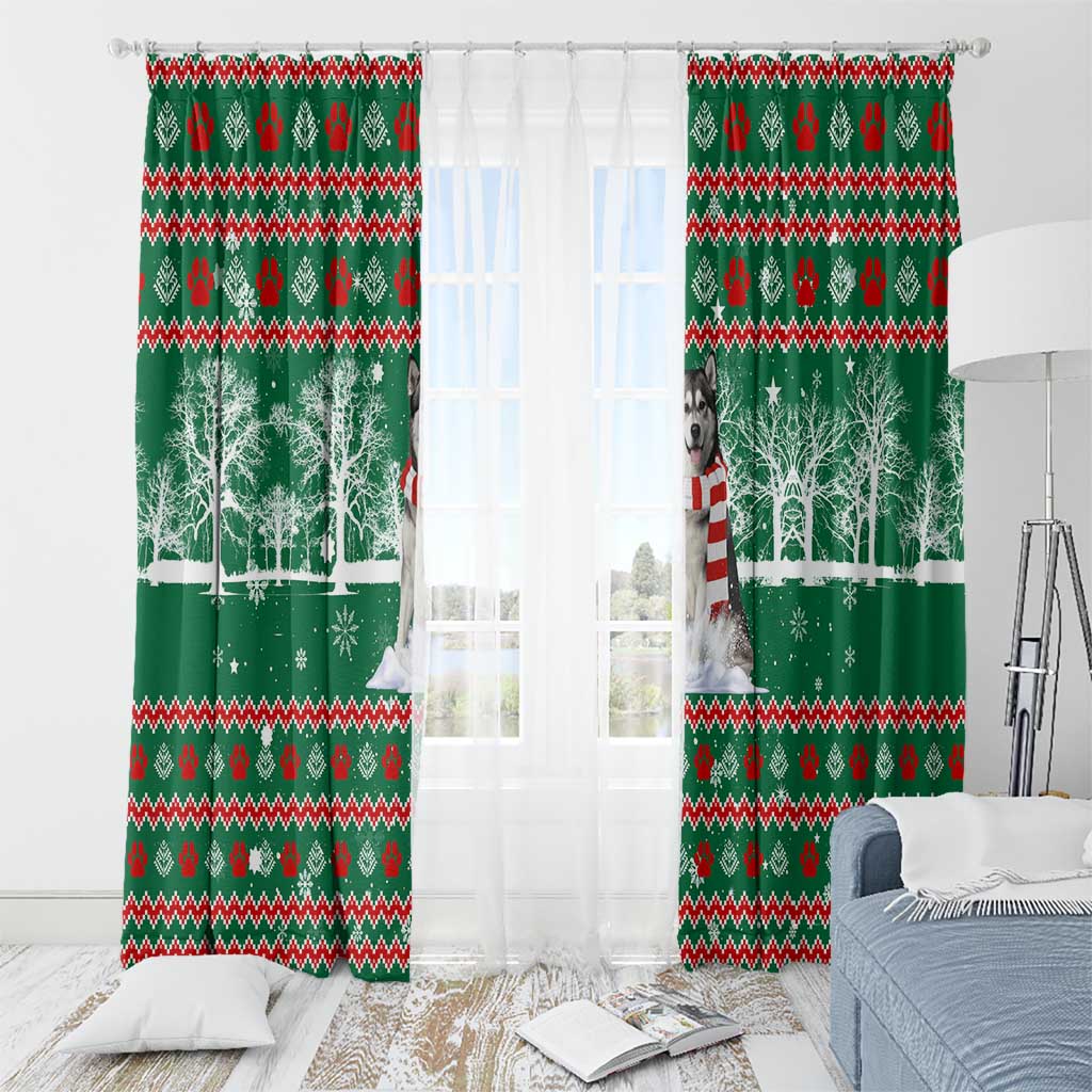 Alaskan Malamute Winter Tree Christmas Window Curtain Xmas Holiday Patterns - Wonder Print Shop