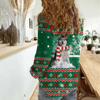 Alaskan Malamute Winter Tree Christmas Women Casual Shirt Xmas Holiday Patterns - Wonder Print Shop