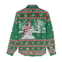 Alaskan Malamute Winter Tree Christmas Women Casual Shirt Xmas Holiday Patterns - Wonder Print Shop