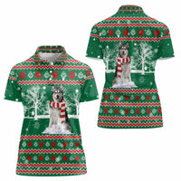 Alaskan Malamute Winter Tree Christmas Women Polo Shirt Xmas Holiday Patterns - Wonder Print Shop