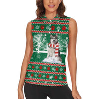Alaskan Malamute Winter Tree Christmas Women Sleeveless Polo Shirt Xmas Holiday Patterns - Wonder Print Shop