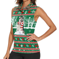 Alaskan Malamute Winter Tree Christmas Women Sleeveless Polo Shirt Xmas Holiday Patterns - Wonder Print Shop
